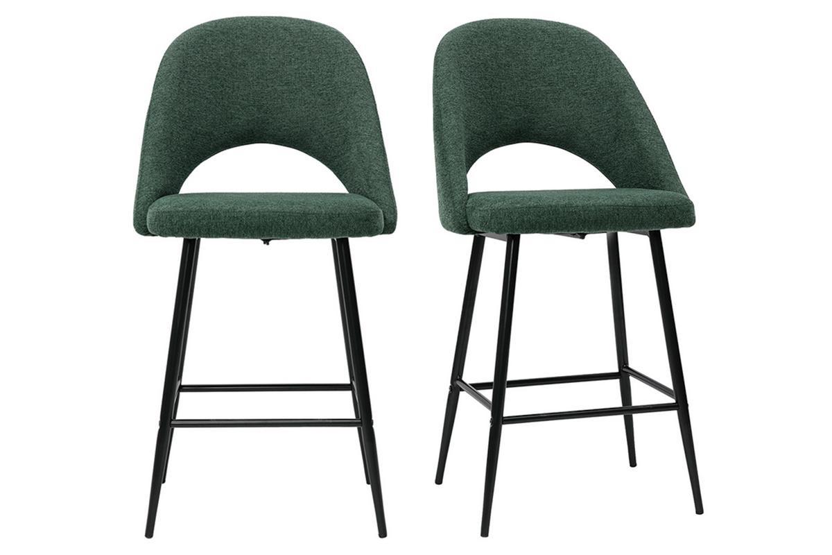Set de 2taburetes de cocina efecto aterciopelado texturizado verde 65cm COSETTE