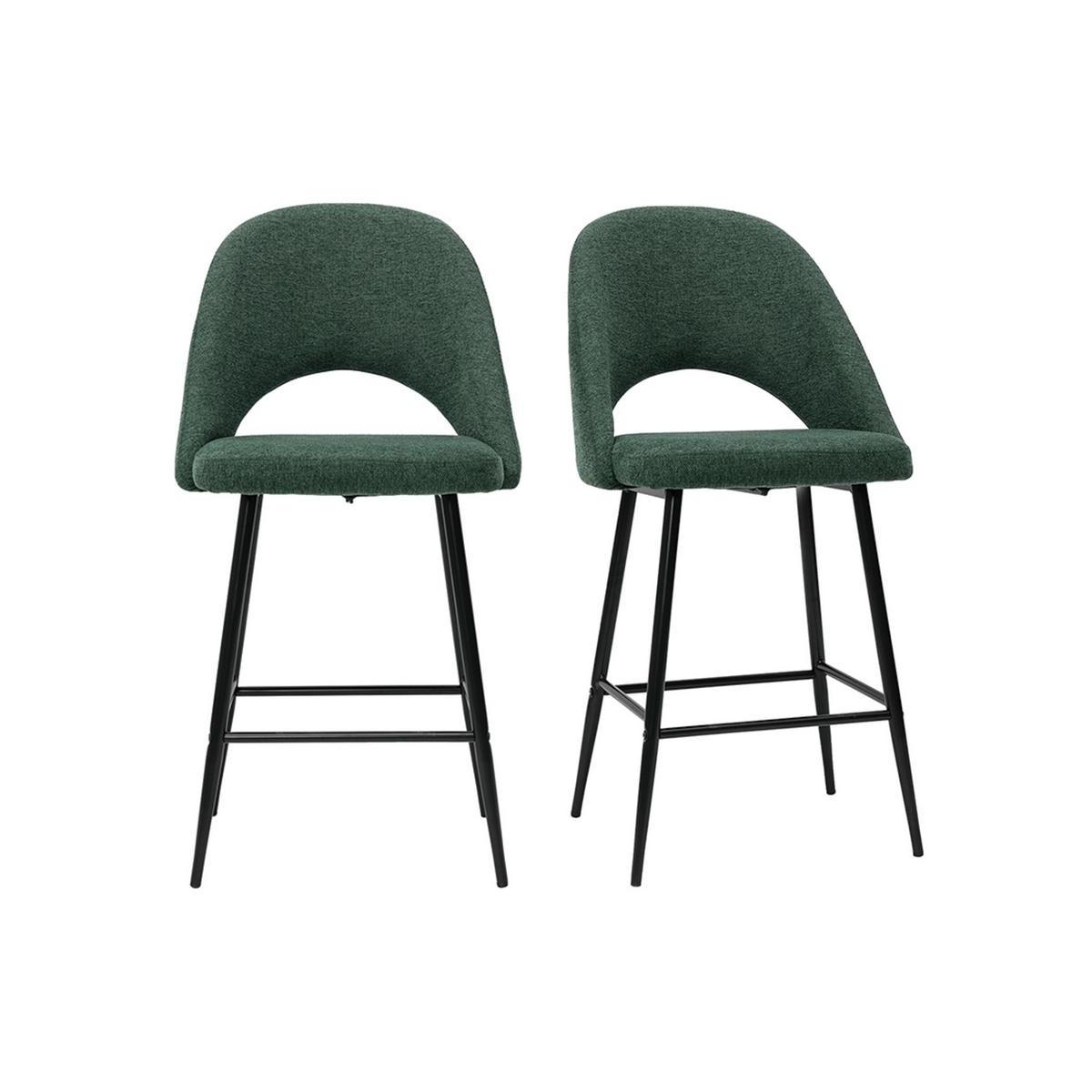 Set de 2 taburetes de cocina efecto aterciopelado texturizado verde 65 cm COSETTE