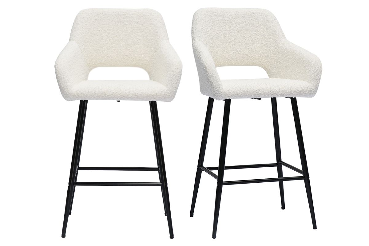 Set de 2 taburetes de cocina efecto borreguillo y metal 65 cm LAURETTE