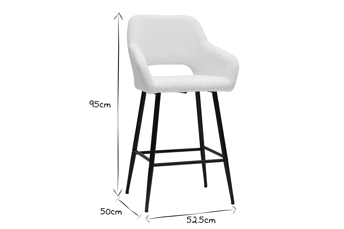 Set de 2 taburetes de cocina efecto borreguillo y metal 65 cm LAURETTE