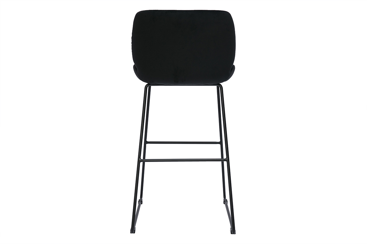Set de 2taburetes de cocina fijos de terciopelo negro con patas de metal negro 65cm KAOLY