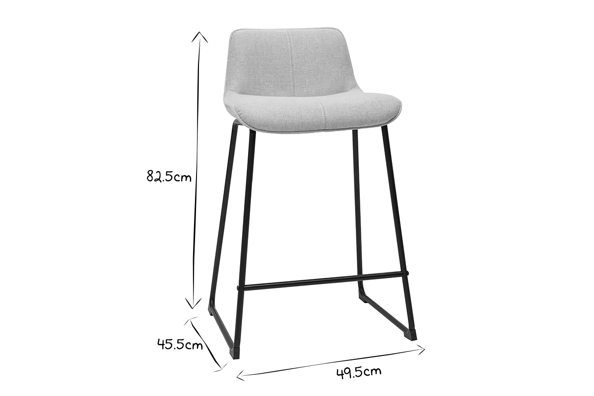 Set de 2 taburetes de cocina fijos efecto aterciopelado texturizado beige con pata de metal 65 cm BOOST