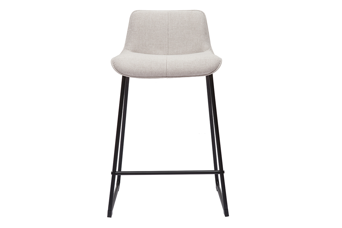 Set de 2 taburetes de cocina fijos efecto aterciopelado texturizado beige con pata de metal 65 cm BOOST