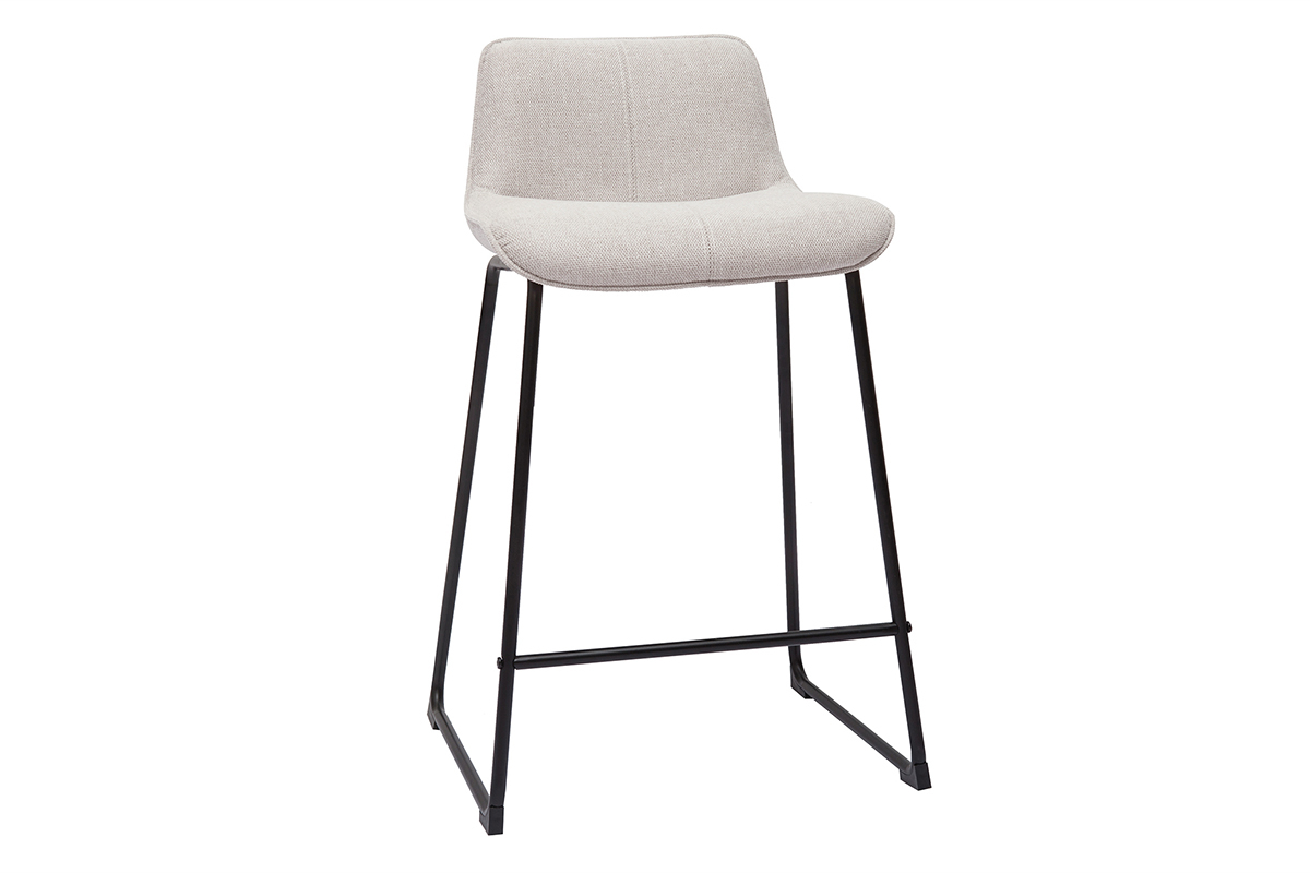 Set de 2 taburetes de cocina fijos efecto aterciopelado texturizado beige con pata de metal 65 cm BOOST