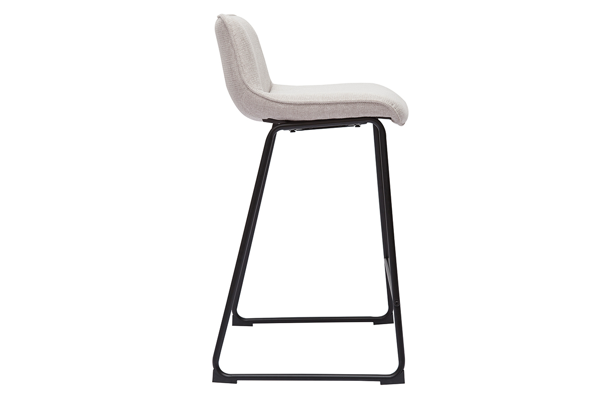 Set de 2 taburetes de cocina fijos efecto aterciopelado texturizado beige con pata de metal 65 cm BOOST