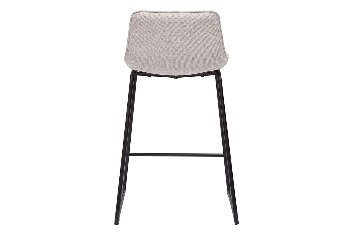 Set de 2 taburetes de cocina fijos efecto aterciopelado texturizado beige con pata de metal 65 cm BOOST