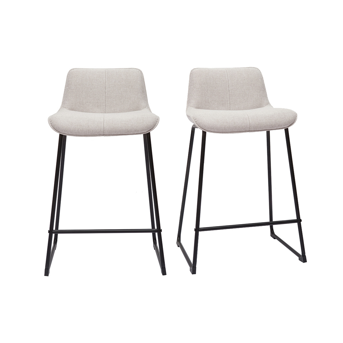 Set de 2 taburetes de cocina fijos efecto aterciopelado texturizado beige con pata de metal 65 cm BOOST