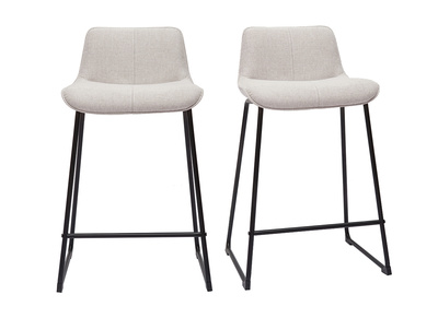 Set de 2 taburetes de cocina fijos efecto aterciopelado texturizado beige con pata de metal 65 cm BOOST