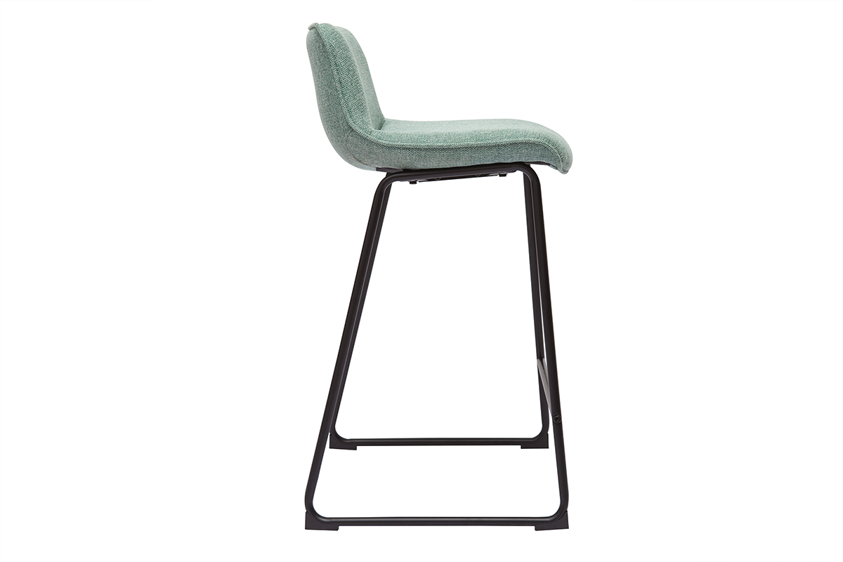 Set de 2 taburetes de cocina fijos efecto aterciopelado texturizado color celadn con pata de metal 65 cm BOOST