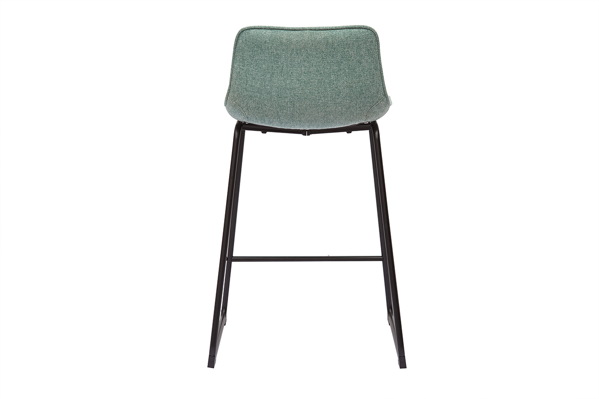 Set de 2 taburetes de cocina fijos efecto aterciopelado texturizado color celadn con pata de metal 65 cm BOOST