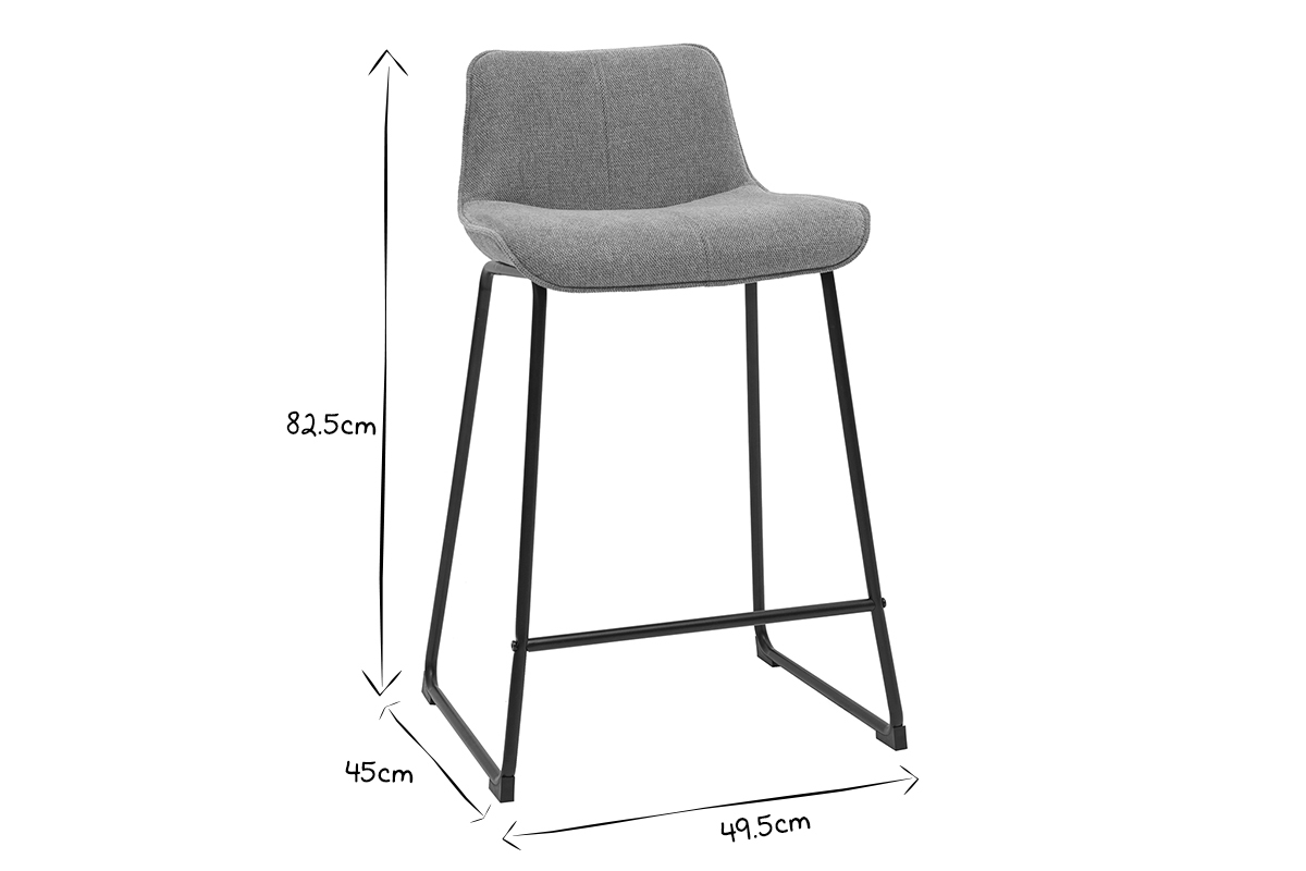 Set de 2 taburetes de cocina fijos efecto aterciopelado texturizado terracota con pata de metal 65 cm BOOST