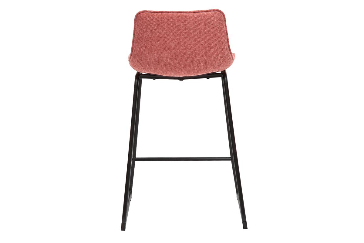 Set de 2 taburetes de cocina fijos efecto aterciopelado texturizado terracota con pata de metal 65 cm BOOST