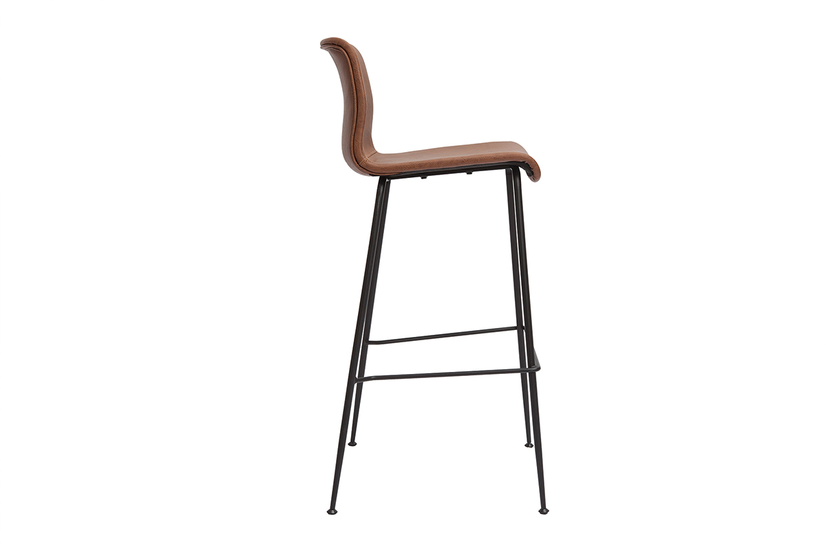 Set de 2 taburetes de cocina fijos marrn envejecido y metal negro 75 cm HAROLD
