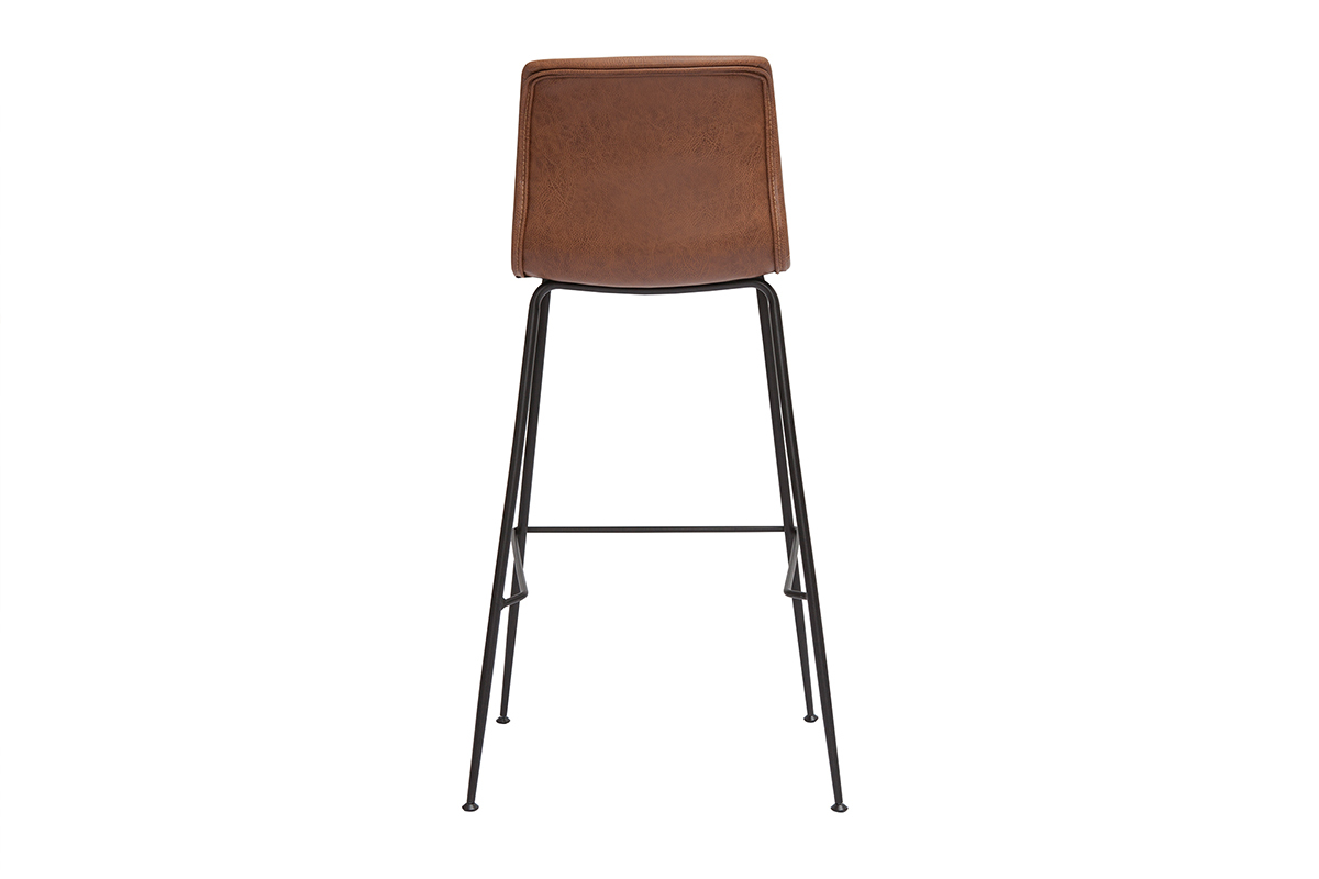 Set de 2 taburetes de cocina fijos marrn envejecido y metal negro 75 cm HAROLD