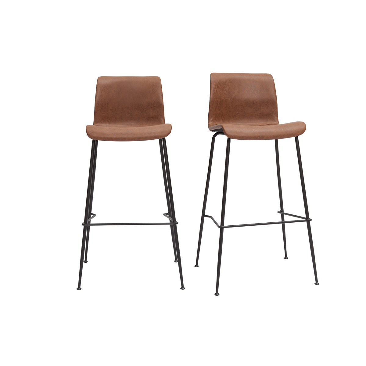 Set de 2 taburetes de cocina fijos marrón envejecido y metal negro 75 cm HAROLD