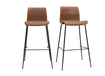 Set de 2 taburetes de cocina fijos marrón envejecido y metal negro 75 cm HAROLD
