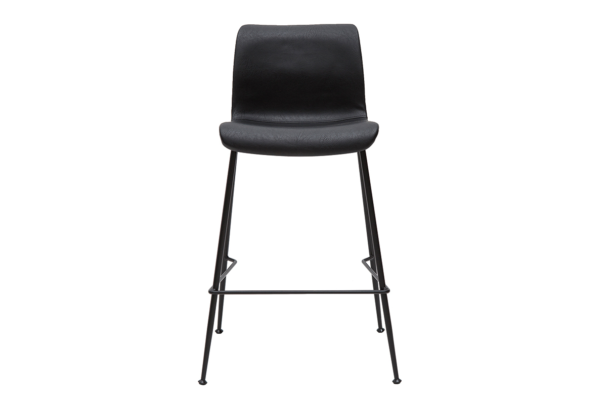 Set de 2taburetes de cocina fijos negro envejecido y metal negro 65cm HAROLD