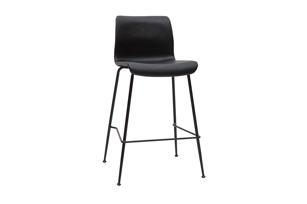 Set de 2taburetes de cocina fijos negro envejecido y metal negro 65cm HAROLD