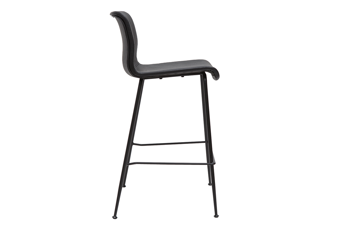 Set de 2taburetes de cocina fijos negro envejecido y metal negro 65cm HAROLD