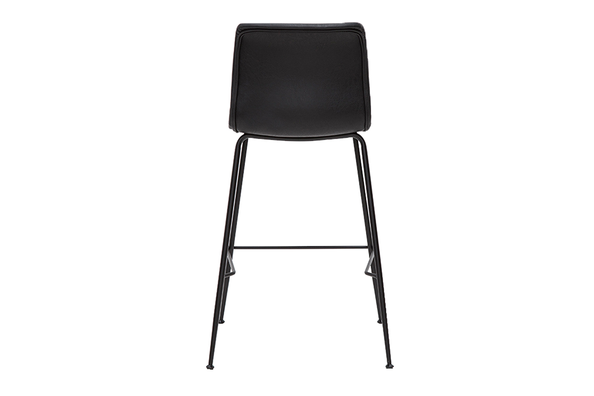 Set de 2taburetes de cocina fijos negro envejecido y metal negro 65cm HAROLD