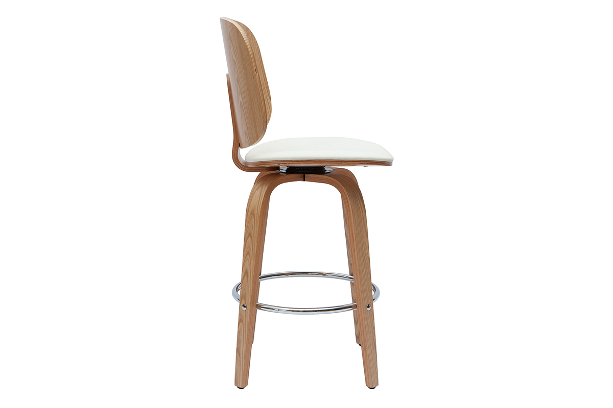 Set de 2taburetes de cocina giratorios de diseo blanco y madera clara 66cm BECK