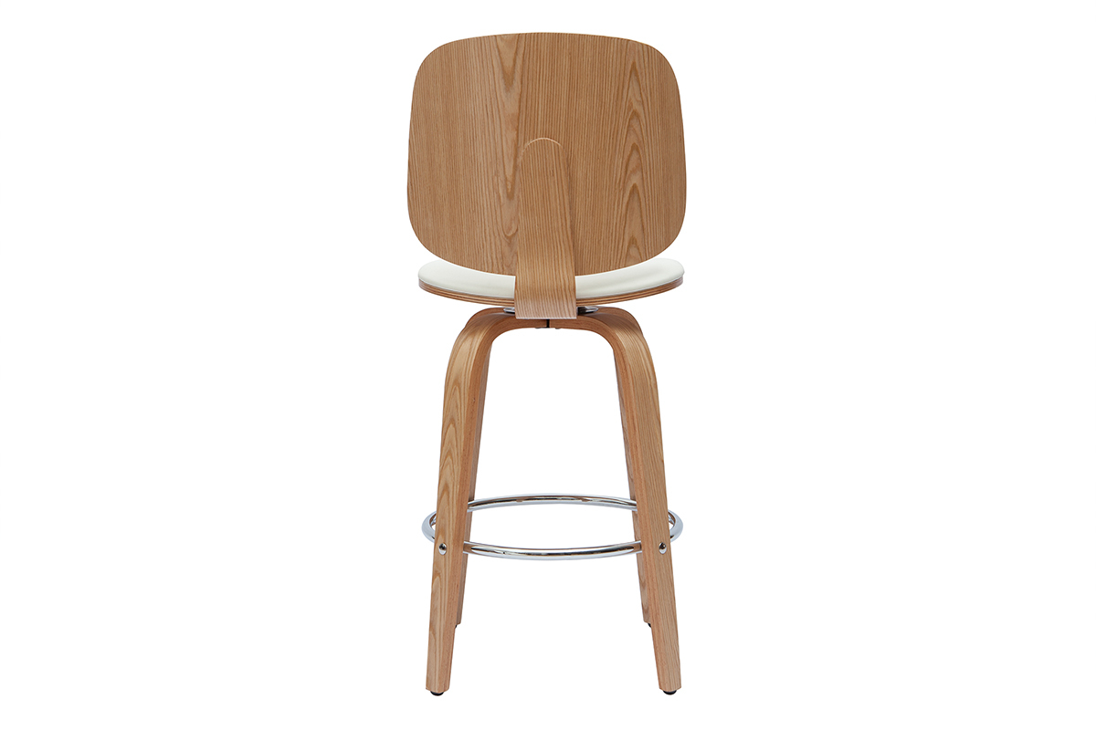 Set de 2taburetes de cocina giratorios de diseo blanco y madera clara 66cm BECK