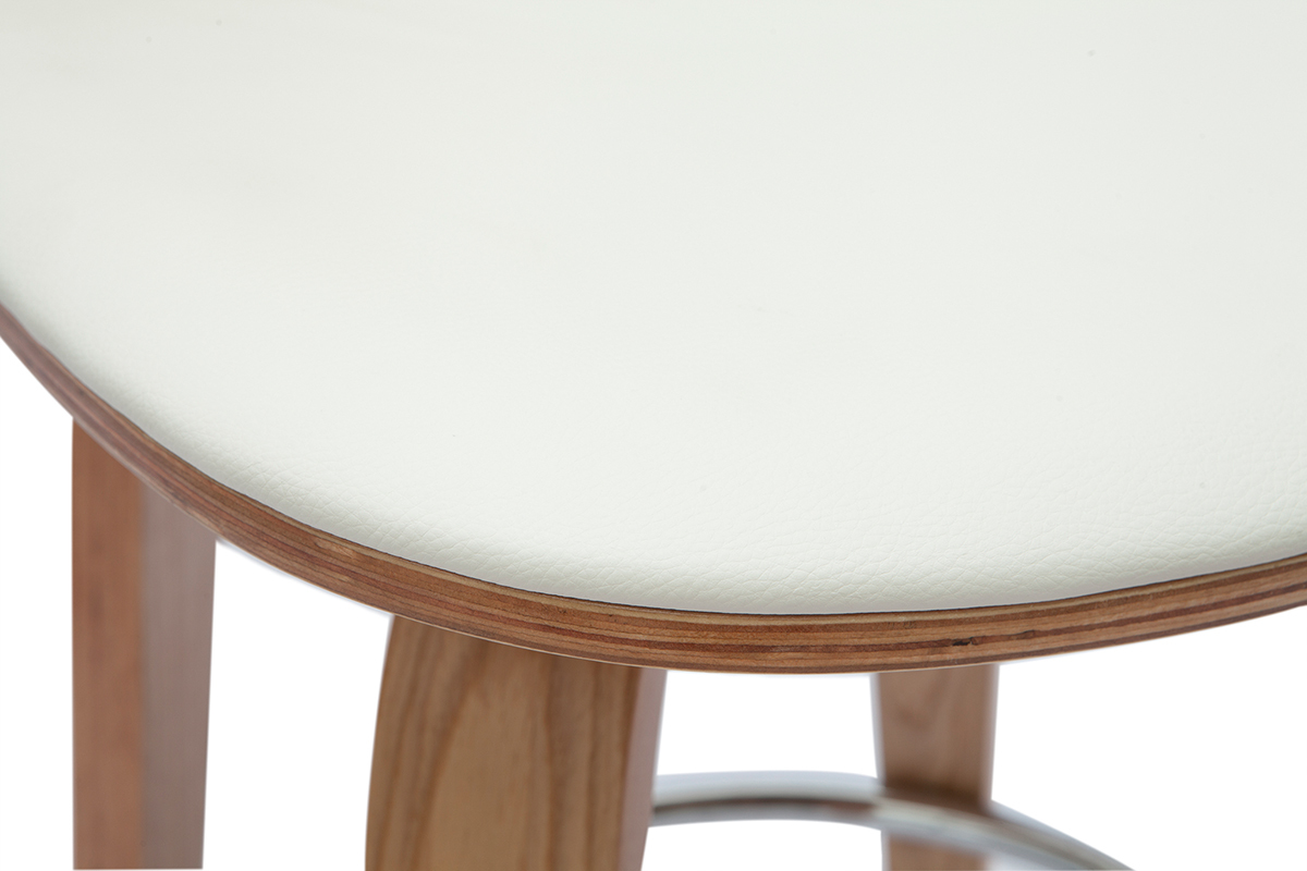 Set de 2taburetes de cocina giratorios de diseo blanco y madera clara 66cm BECK