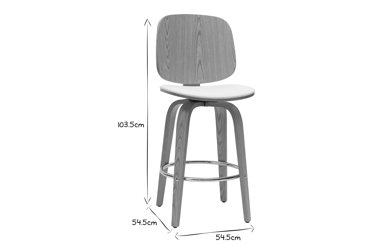 Set de 2taburetes de cocina giratorios de diseo blanco y madera clara 66cm BECK