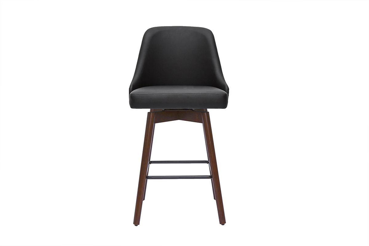 Set de 2taburetes de cocina giratorios de diseo negros y madera oscura 65cm HASTA
