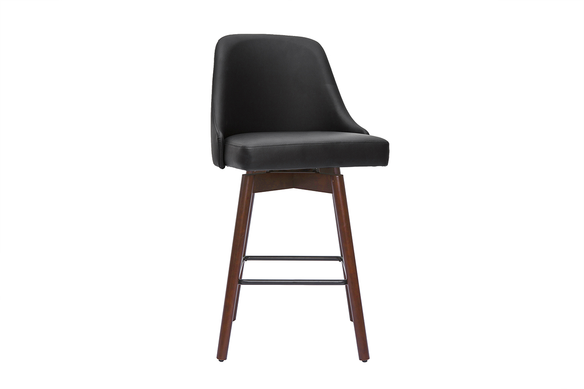 Set de 2taburetes de cocina giratorios de diseo negros y madera oscura 65cm HASTA