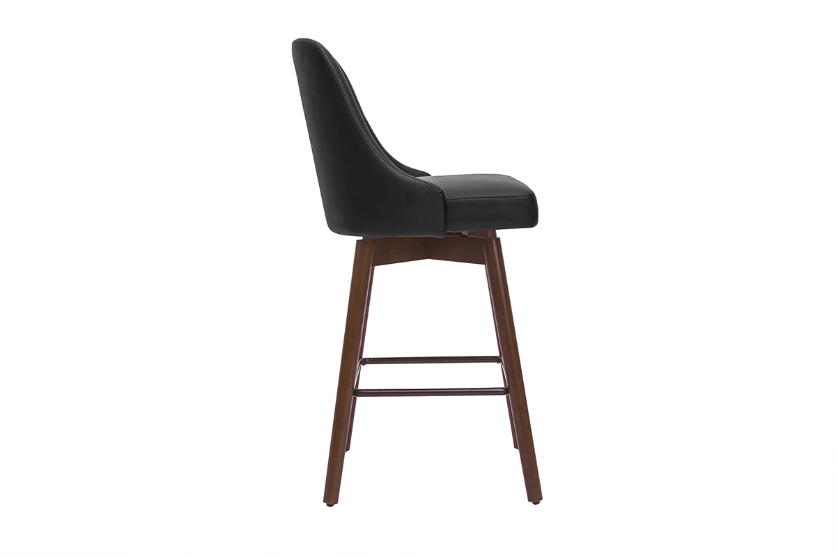 Set de 2taburetes de cocina giratorios de diseo negros y madera oscura 65cm HASTA