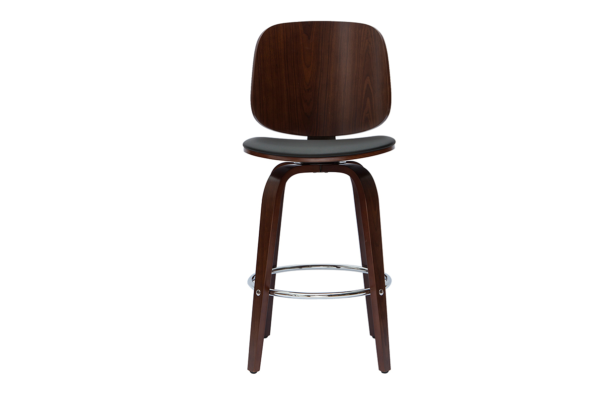 Set de 2taburetes de cocina giratorios de diseo negros y madera oscura 66cm BECK