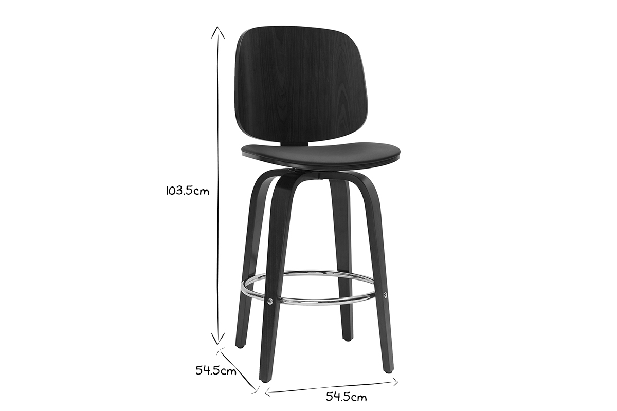 Set de 2taburetes de cocina giratorios de diseo negros y madera oscura 66cm BECK