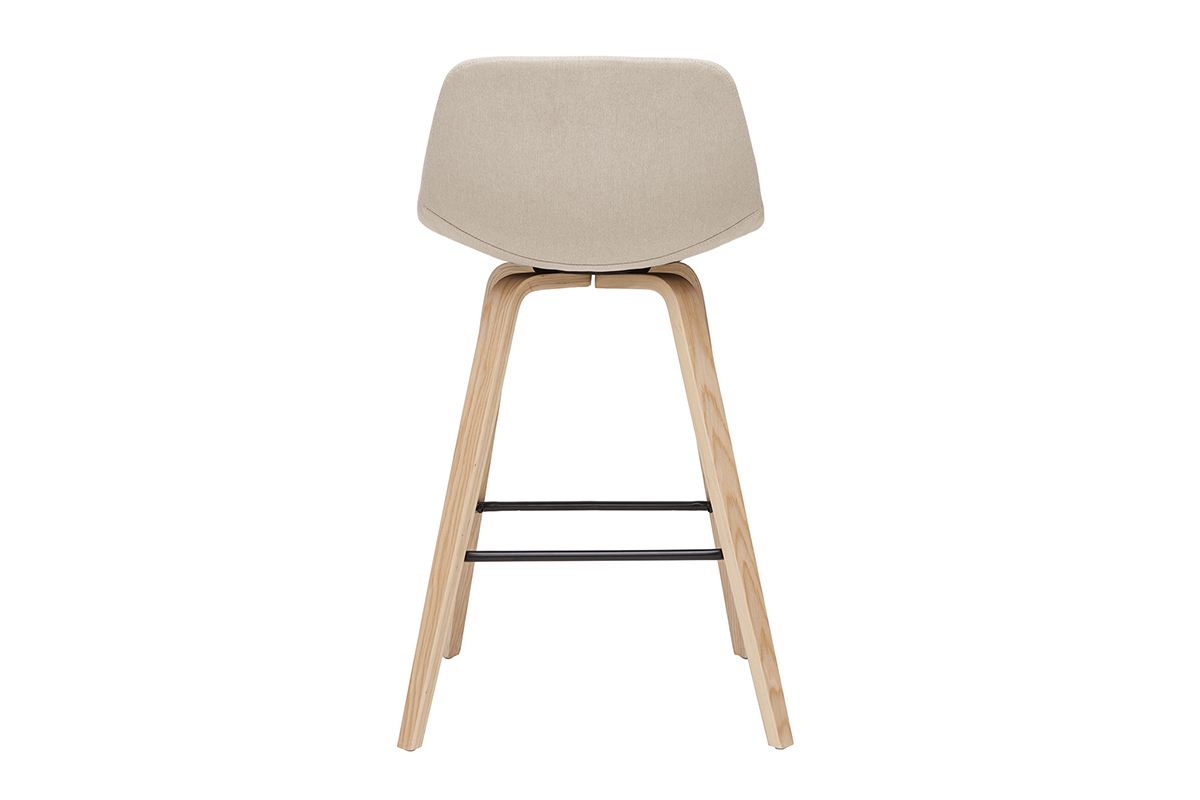 Set de 2 taburetes de cocina nrdicos beige y madera clara 65cm NONIE