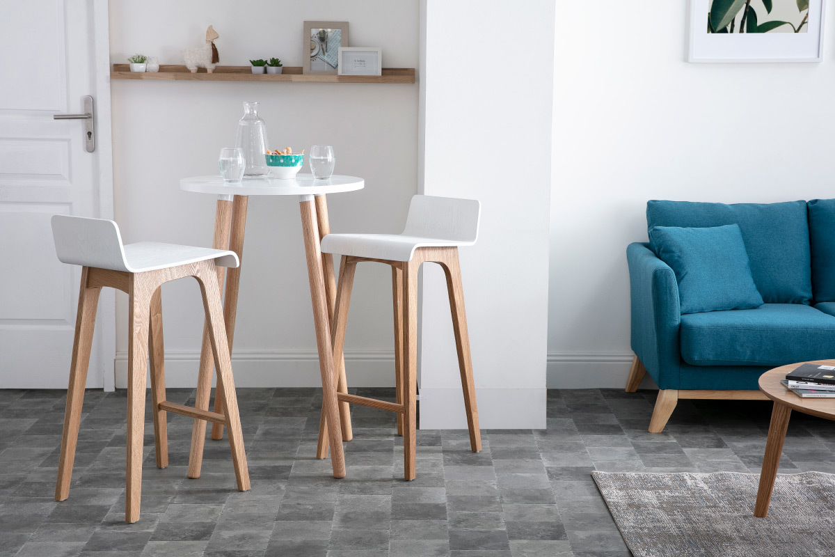Set de 2 taburetes de cocina nrdicos de madera clara 75cm BALTIK