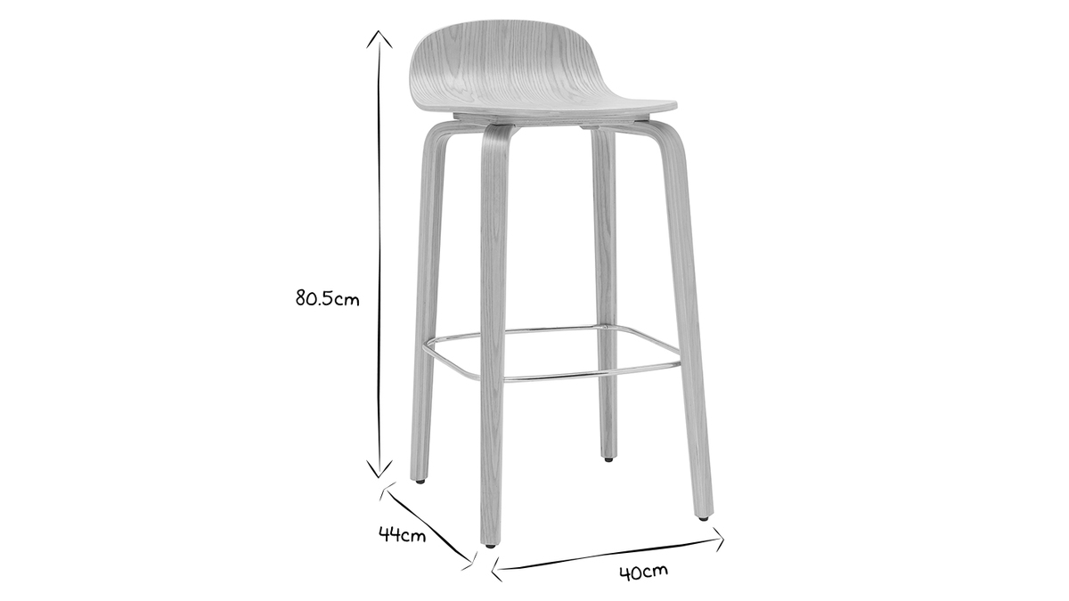 Set de 2 taburetes de cocina nrdicos de madera de roble 68 cm OBRA