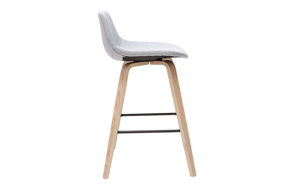 Set de 2 taburetes de cocina nrdicos gris claro y madera 65cm NONIE