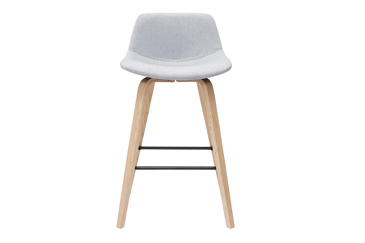 Set de 2 taburetes de cocina nrdicos gris claro y madera 65cm NONIE