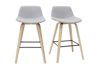 Set de 2 taburetes de cocina nórdicos gris claro y madera 65 cm NONIE
