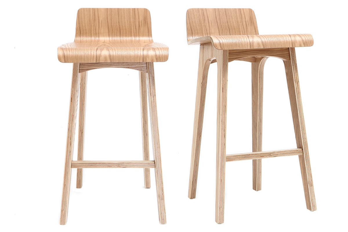 Set de 2 taburetes de cocina nrdicos madera clara 65cm BALTIK