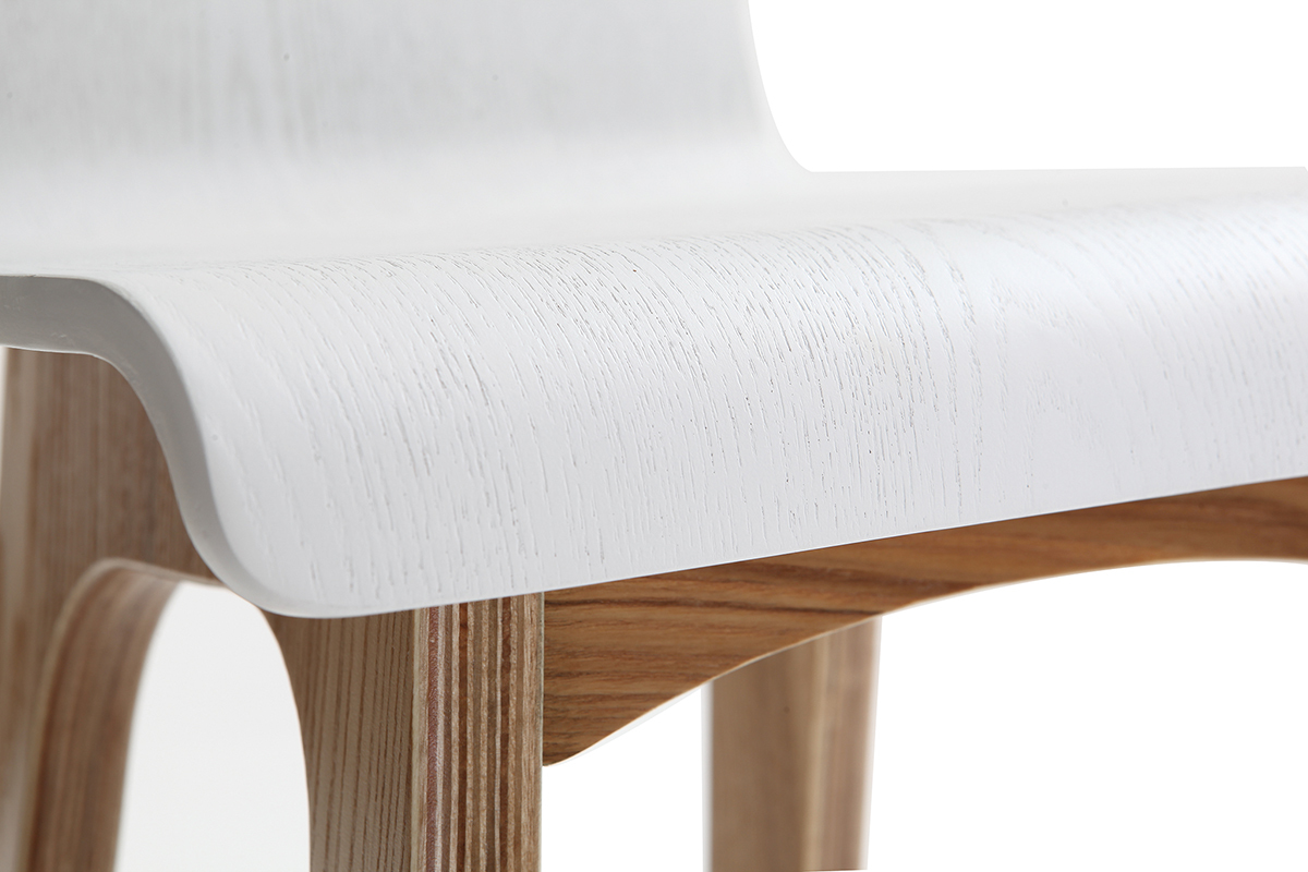 Set de 2 taburetes de cocina nrdicos madera clara y blanco 65cm BALTIK