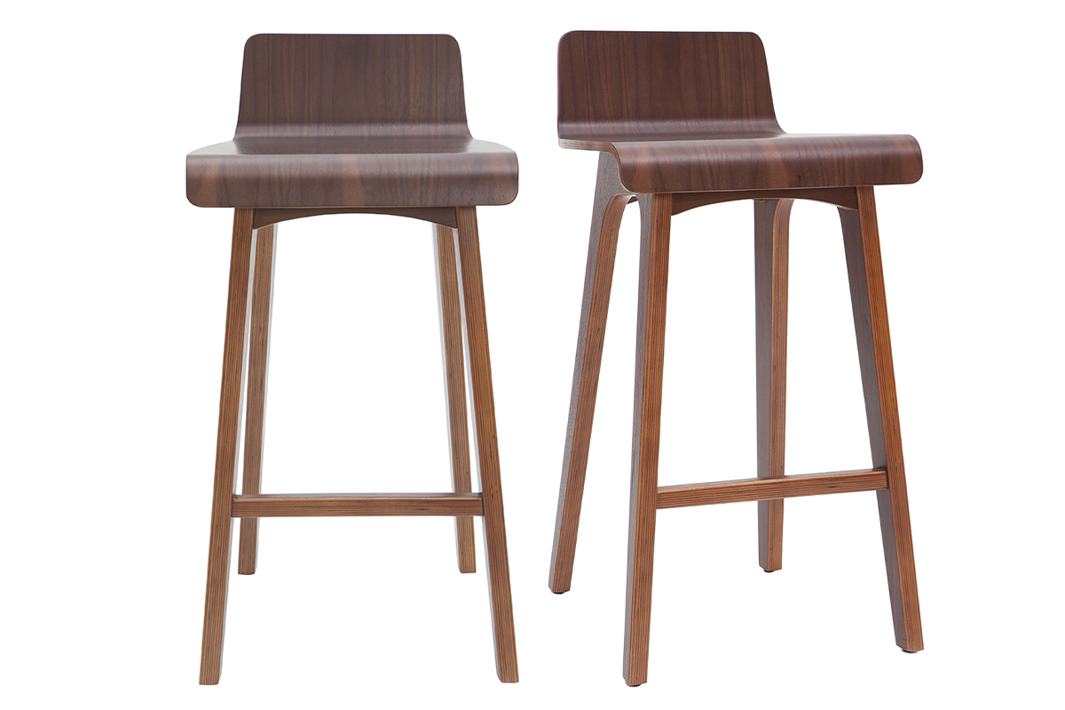 Set de 2 taburetes de cocina nrdicos nogal 65cm BALTIK