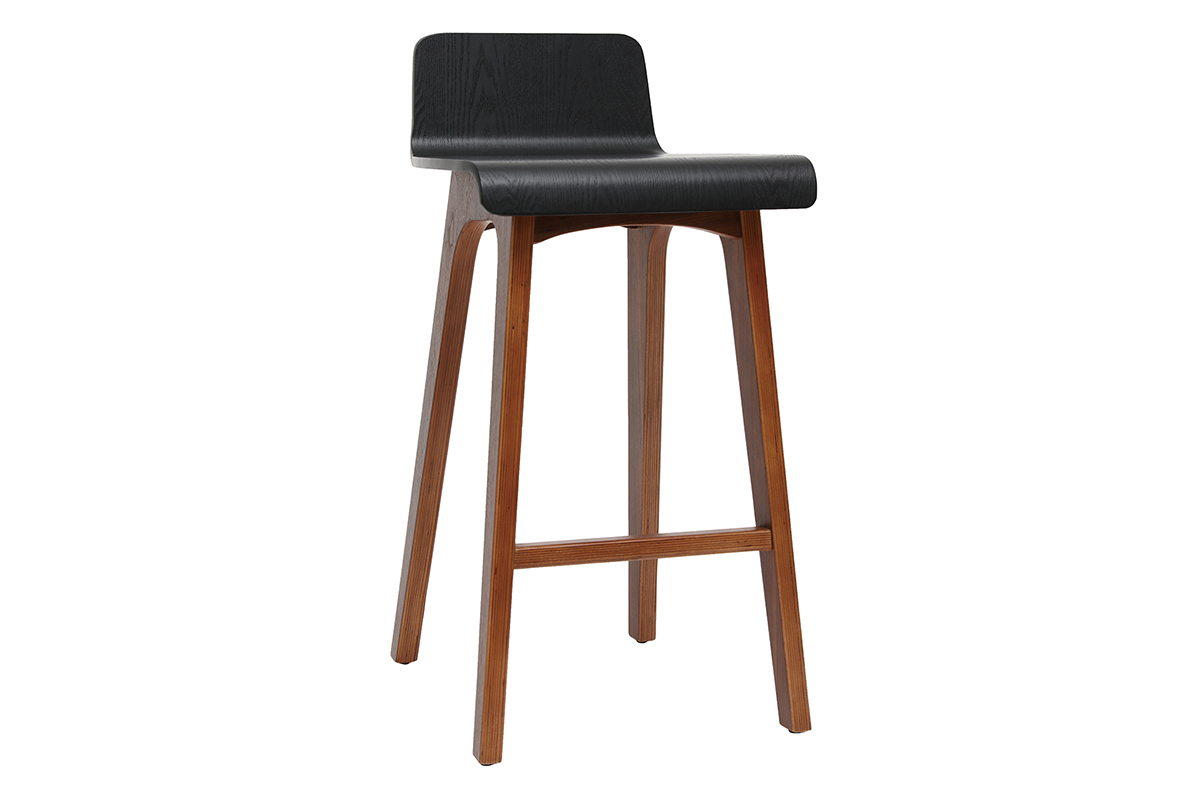 Set de 2 taburetes de cocina nrdicos nogal y negro 65cm BALTIK