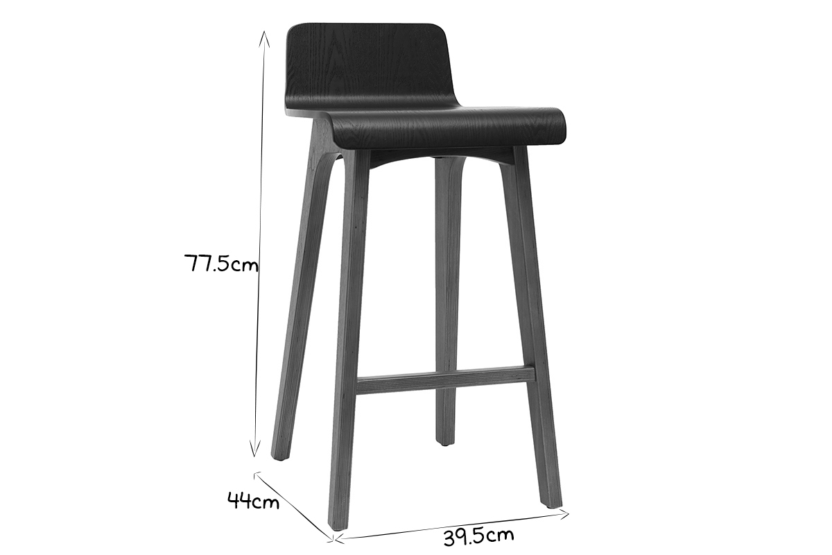 Set de 2 taburetes de cocina nrdicos nogal y negro 65cm BALTIK