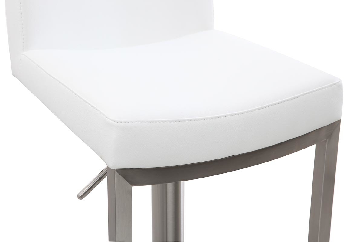 Set de 2taburetes de cocina regulables blancos con acero cromado KYLE