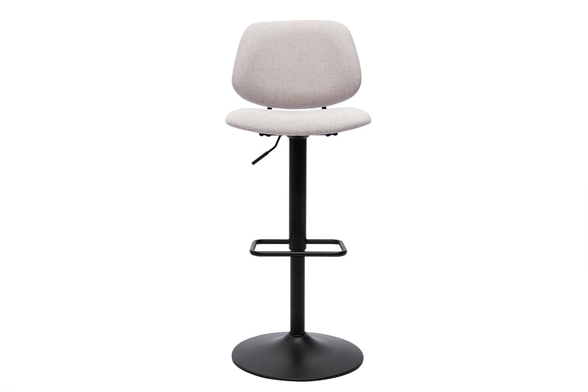 Set de 2 taburetes de cocina regulables de diseo de tejido efecto aterciopelado beige y metal negro BARNET