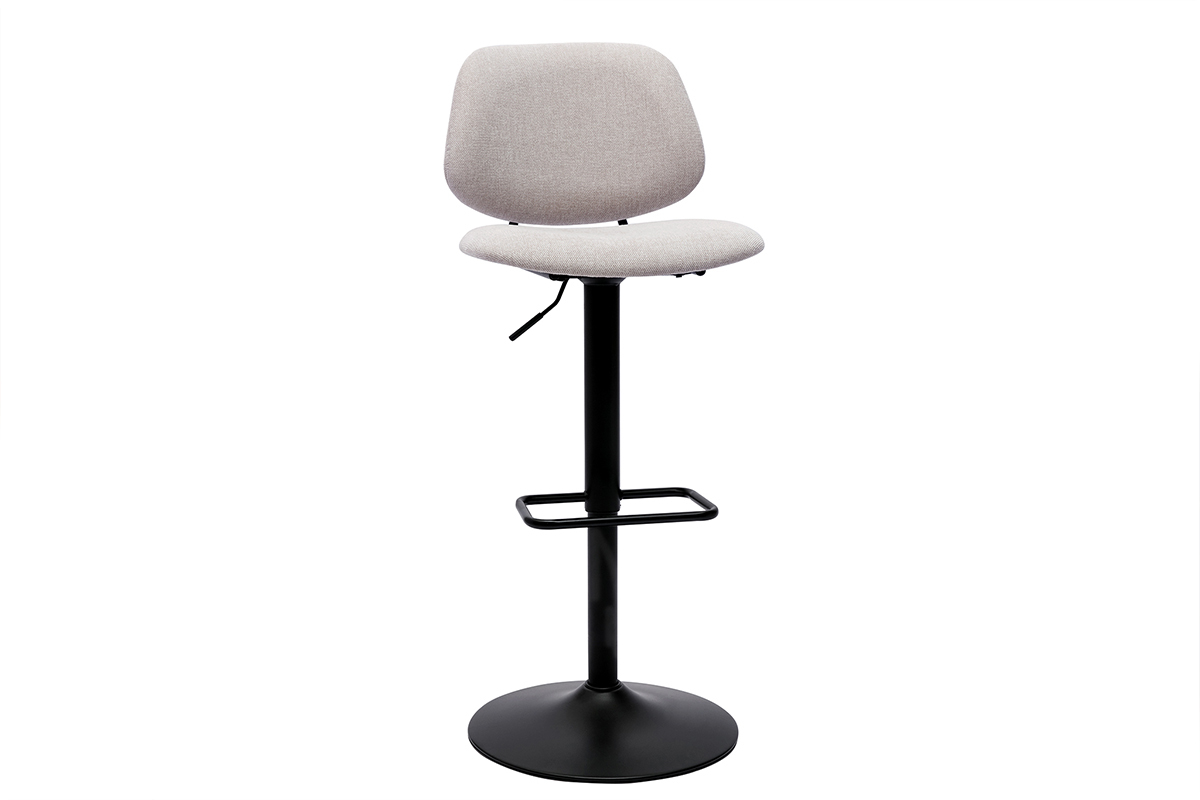 Set de 2 taburetes de cocina regulables de diseo de tejido efecto aterciopelado beige y metal negro BARNET