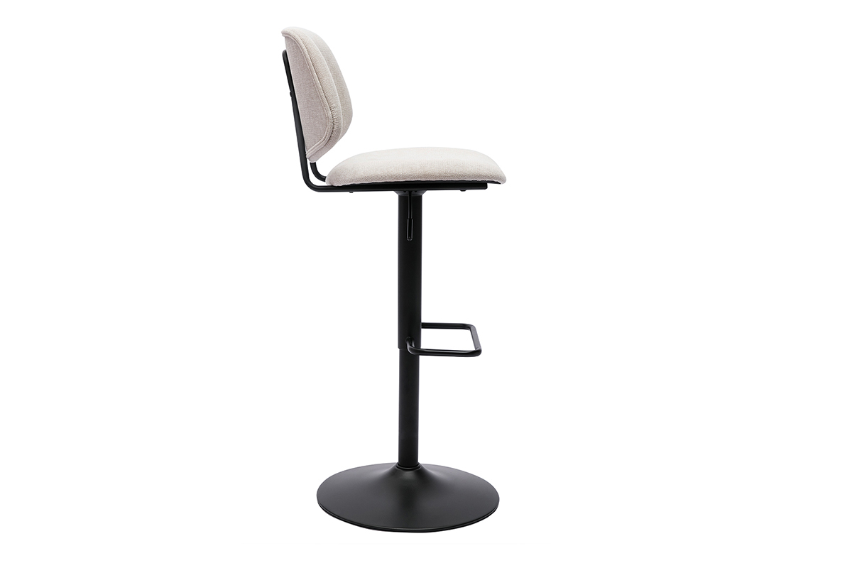 Set de 2 taburetes de cocina regulables de diseo de tejido efecto aterciopelado beige y metal negro BARNET
