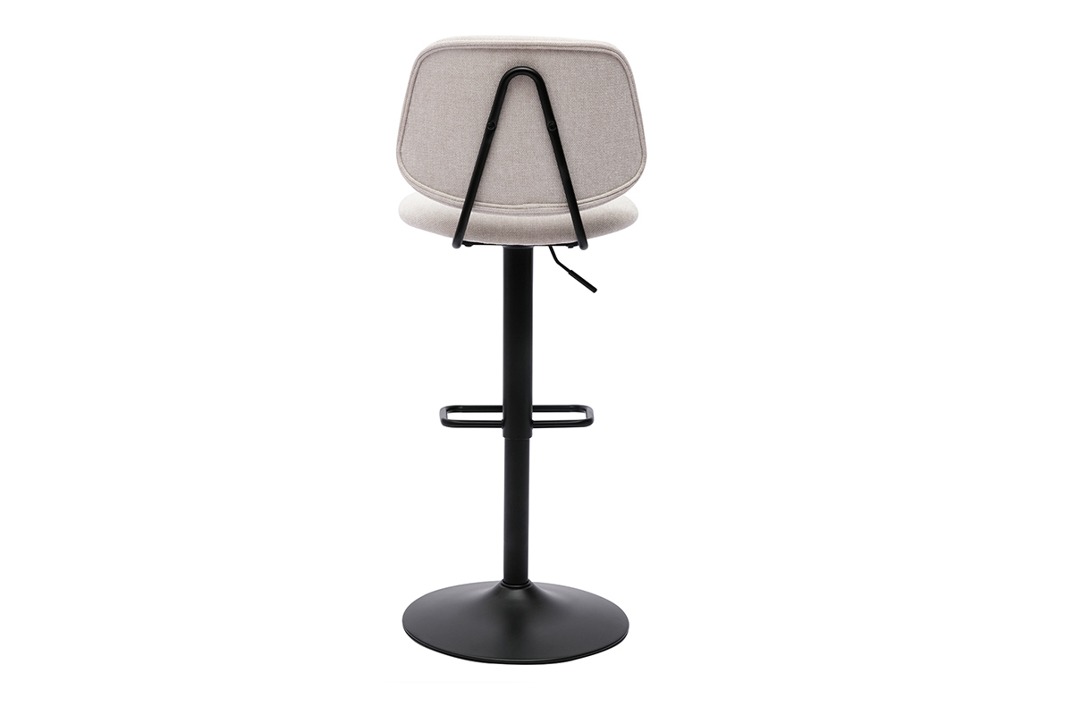 Set de 2 taburetes de cocina regulables de diseo de tejido efecto aterciopelado beige y metal negro BARNET