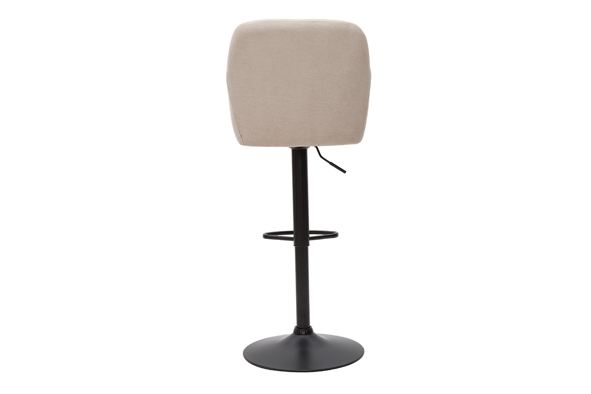 Set de 2taburetes de cocina regulables de tejido efecto aterciopelado beige y metal AMIKA